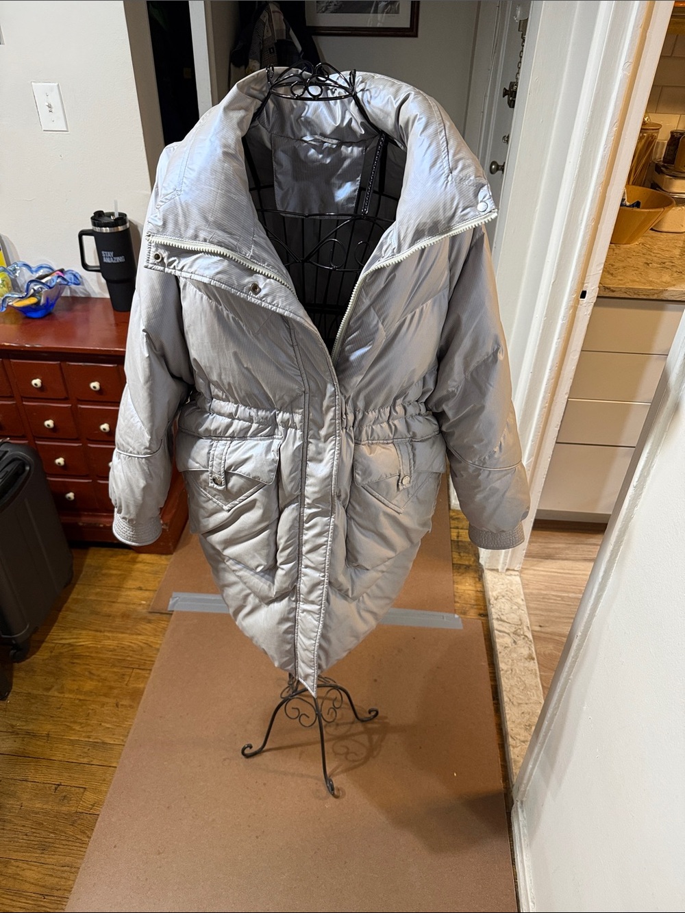 LIT activewear Silver down Coat with High Collar - Women very lightweight!